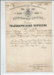 Telegramm Königlichen Sächsischen Telegraphen-Station von 1855,Graf Holtzendorff - Bild 1 von 2