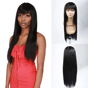 Sexy Peluca de Pelo Largo Recta con Flequillo Negra 1B - Imagen 1 de 3