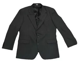HAGGAR 46 Men's Charcoal Gray 100% Wool Pinstripe Blazer Sport Coat - Picture 1 of 14