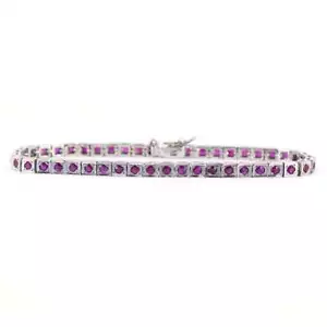 10 Ct Natural Ruby Tennis Bracelet 925 Solid Sterling Silver - Picture 1 of 4