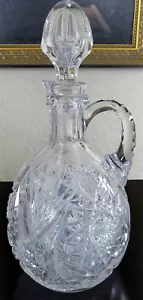 BEAUTIFUL VINTAGE ANTIQUE VICTORIAN 10" BRILLIANT CUT GLASS DECANTER PITCHER - Picture 1 of 11
