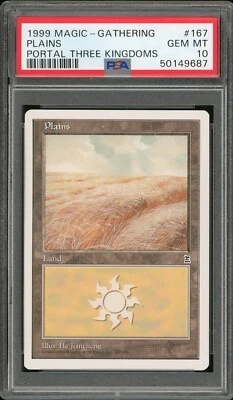 1999 MTG P3K Portal Three Kingdoms #167 Plains PSA 10 Gem Mint - Image 1 of 2