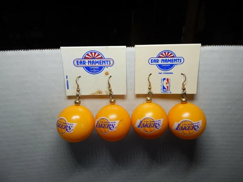 LAST ONE - 1990 ear-naments earrings LA Lakers Cover