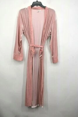 Nordstrom Womens Pink Long Sleeves Tie Belt Patch Pockets Velour Robe S $89 - Image 1 of 4
