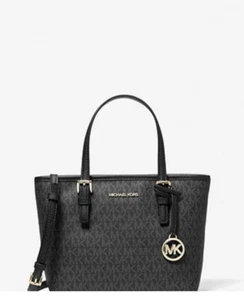 NEW! MICHAEL KORS Jet Set Travel Extra-Small Logo Top-Zip Tote Bag Black** - Picture 1 of 5