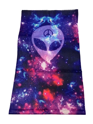 Seamless Neck Gaiter Mask Breathable Rave Festival Bandanna Stretch Alien Peace - Image 1 of 4