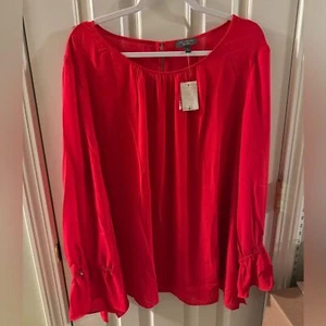 The Limited Red Long Sleeve Button Accent Blouse Top Size 2X NWT - Picture 1 of 4