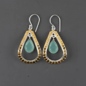 Aqua Chalcedony Bezel Set New Dangle Drop Party Wear Earrings Jewelry 925 Silver - Picture 1 of 8