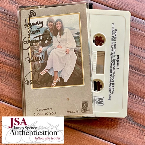 CARPENTERS * JSA * Karen & Richard Autograph CLOSE TO YOU Cassette  Tape SIGNED Cover