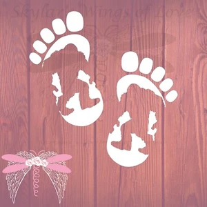 Bigfoot Vinyl Decal - Bigfoot Footprints with Bigfoot Silhouette #1 - Picture 1 of 2