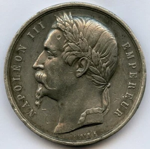 France Napoleon III Fine Arts Exposition Paris 1859 Art Medal by Caque 50mm 45gr - Picture 1 of 2