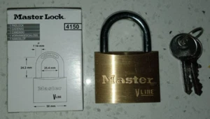 Master Lock 4150 Padlock, Keyed Different, Standard Shackle, Rectangular Brass - Picture 1 of 1