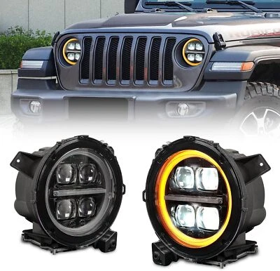 Faróis Full LED para Jeep Gladiator/Wrangler 2018-2024 4 faróis projetores - Imagem 1 de 4