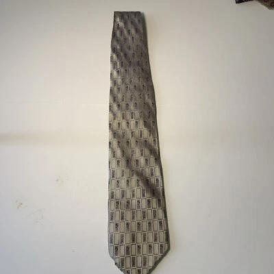 BACHRACH Men's 100% Silk Necktie Designer ITALY Geometric Purple Gold GUC - Image 1 of 4