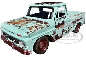 1966 CHEVROLET C10 FLEETSIDE PICKUP LIGHT GREEN (RUSTED) 1/24 BY MOTORMAX 79073 - Picture 1 of 6
