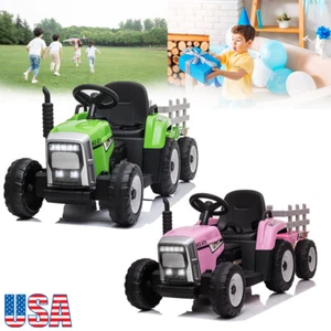 12V Electric Kids Ride On Tractor Battery Powered Toy w/ Remote Control +Trailer - Picture 1 of 23