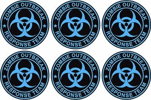6 - 2" x 2" Zombie Response Unit Decal Vinyl Wheel Center Cap Sticker Blue - Foto 1 di 1