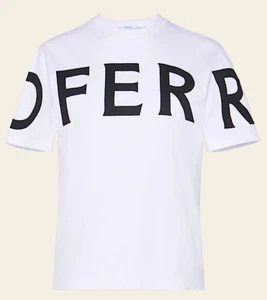 Ferragamo Large Short Sleeved T-Shirt Bold Logo 100% Cotton White Reg $530 NEW - Picture 1 of 10