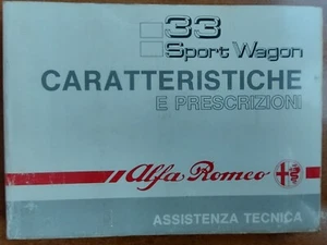 Manuale Officina (Caratteristiche e prescrizioni) Alfa 33, 33 Sport Wagon '89 - Foto 1 di 17