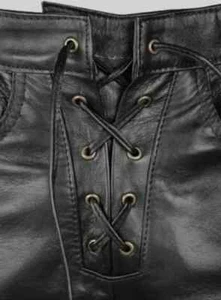 Men's Real Cow Soft Leather Lace Up Pant Sexy Biker Jeans Trouser for man - Picture 1 of 6