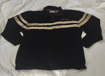 Verdadeiro Vintage, Moletom Masculino Pierre Cardin Zíper Frontal, Listrado, Grande Anos 80  - Imagem 1 de 4