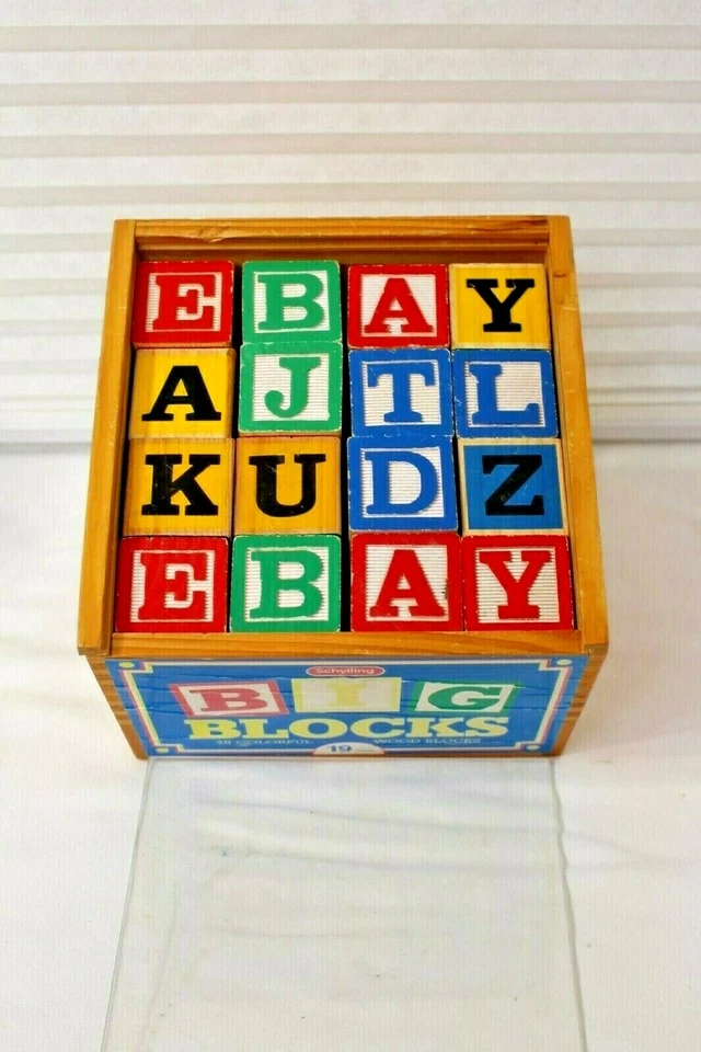 Big Blocks 48 Played with ABC's 1"5/8 Wood Case Plexiglas Top Schylling 2001 - Image 1 of 3