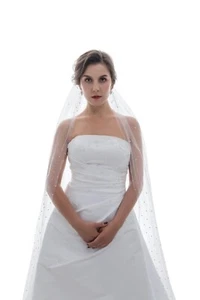 1T Heavenly Stars Rhinestone Crystal Cathedral Length 108" Bridal Wedding Veil - Picture 1 of 10