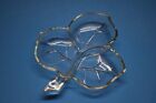 VINTAGE CLEAR GLASS LEAF SHAPED CANDY DISH, SERVING TRAY-3 SECTIONS DIVIDED BOWL