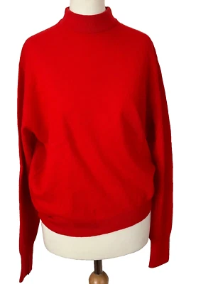 John Laing of Hawick Scotland High Neck Jumper Unisex Size 42 Scarlet Red Vintag - Image 1 of 4