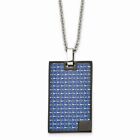Stainless Steel Polished BlackIP-plated w/Blue Carbon Fiber Inlay Necklace