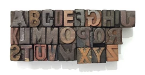 Impresoras tipo madera vintage de 26 letras de la A a la Z colección de bloques #Tx-95 - Imagen 1 de 6