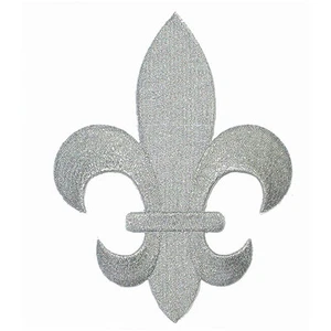 Aplique gigante con parche de hierro 5 7/8" de alto flor de lis lis lis plateado metálico - Imagen 1 de 1