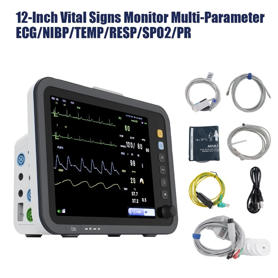 12-Inch Patient Vital Signs Monitor Multi-Parameter ECG/NIBP/TEMP/RESP/SPO2/PR - Image 1 of 4