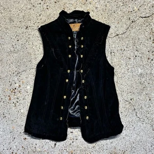 King Ranch Women’s Velvet Leather Vest Black Size S Formal Western Rodeo - Picture 1 of 4
