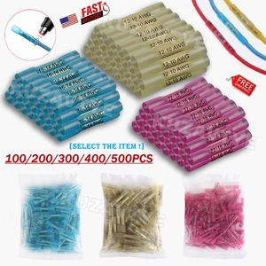 100/500 Stck. Wasserdicht Wärmeschrumpf Butt Draht Verbinder Spleiß Crimp Terminals Kit - Bild 1 von 28