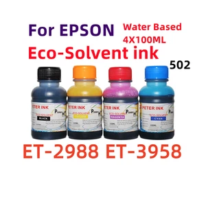 4X100ML Premium Eco solvent ink bottles for ET-2988 ET-3958 printer 502 - Picture 1 of 1