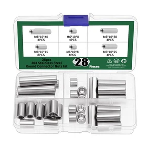 28 Pieces M6 Stainless Steel Connector Nuts Kit with Round Burr Design - Picture 1 of 12
