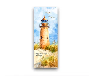 Lighthouse Bookmark- Keep light Shining, Gift For Book Readers Laminated - Imagen 1 de 3