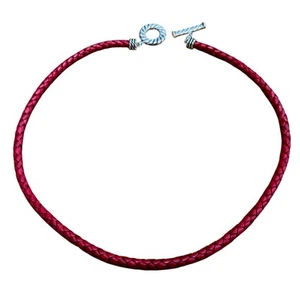 Carolyn Pollack American West Sterling Toggle Red/Maroon Leather Necklace 18" - Picture 1 of 5