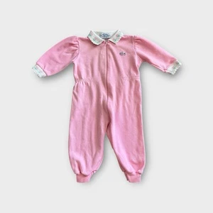 Vintage IZOD Lacoste Pink Baby Girl One Piece Collared Outfit  Size 3-6 Months - Picture 1 of 4