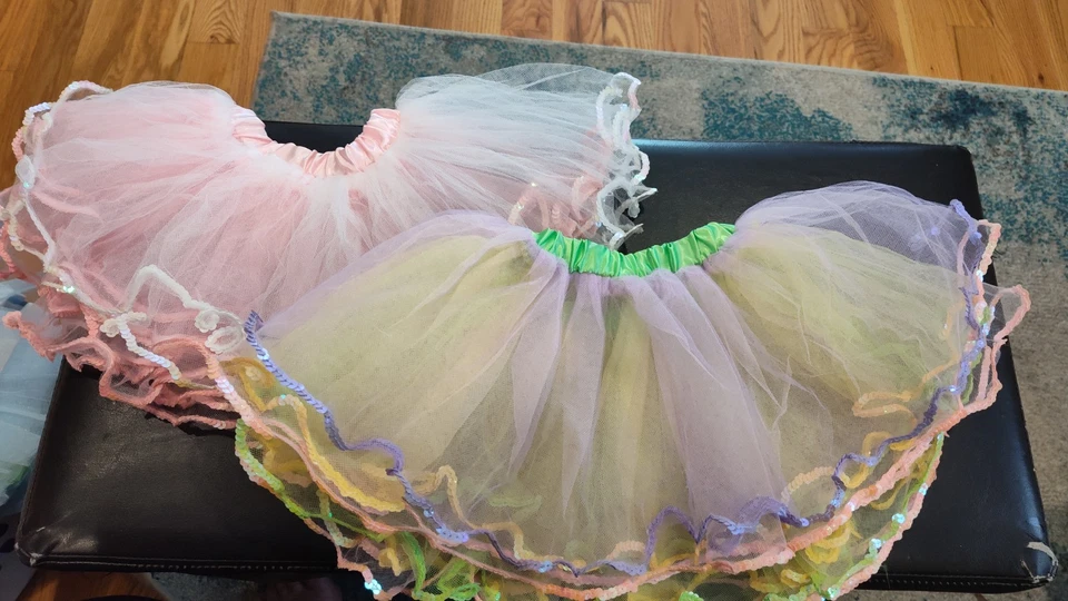 2 Girls Rainbow  Reversible Princess Tutus Pettiskirt New Ballet Dress Up Foto 1 de 1