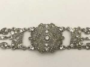 VCLM Nordstrom Rhinestone Choker Necklace Silver Tone Ornate Wedding Fancy - Picture 1 of 10
