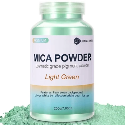 Mica Powder,7.05OZ（200g）,Light Green Mica Powder Pigment for Epoxy Resin，Lip - Image 1 of 4