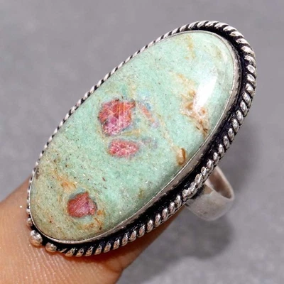 Anello in argento 925 placcato rubino in fucsite US 11 gioielli stile weekend GW - Immagine 1 di 3