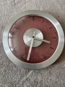Ikea DASSIGT Vintage Wall Clock Rare Design Pink Transparent Brushed Aluminium - Picture 1 of 15