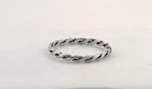 Nachlass Sterling Silber 925 geflochtenes Seil Bandring Größe 9, klassisch vorsteckbar - Bild 1 von 8