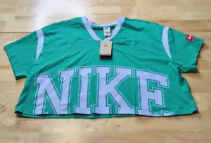 Nike Oversized Crop Top T-shirt Green & Blue Tee DQ6595-370 Size XXL Womens - Picture 1 of 8