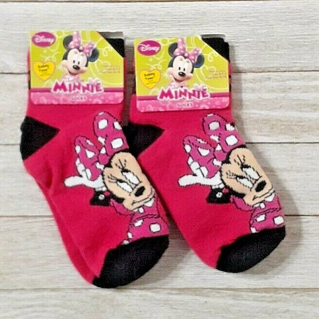 Носки с безопасным носком Disney Minnie Mouse 2 пары для девочек размер 6-7,5  - Изображение 1 из 2