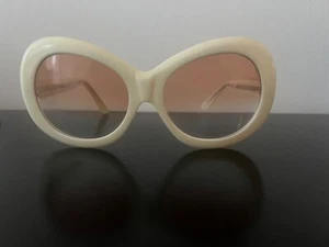 RARE VINTAGE A.A SUTAIN 343 OVERSIZED ROUND IVORY 1970'S SUNGLASSES - Picture 1 of 10