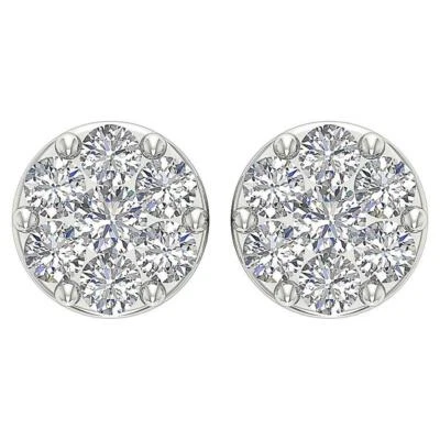 Prong Set Cluster Stud Earrings I1 G 0.40Ct Genuine Diamond 14K White Gold 5.42m - Image 1 of 4